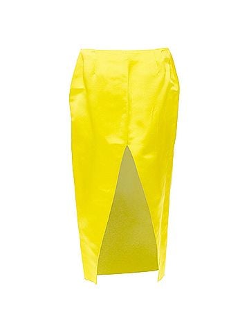 Prada PRADA 2022 Raf Simons Runway yellow satin split high waisted midi skirt IT40 S (view 1)