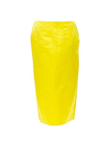 Prada PRADA 2022 Raf Simons Runway yellow satin split high waisted midi skirt IT40 S (view 2)