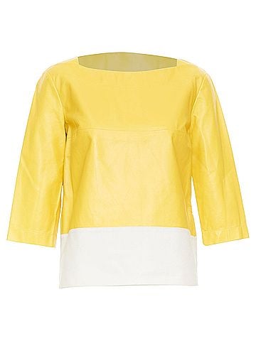 MARNI MARNI 2014 yellow off-white lambskin leather colorblock boat neck top IT38 XS (view 1)