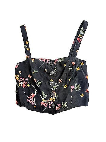 Olivaceous floral corset cropped Tank Top (view 1)