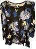 Elle Floral Blue Black White Long Sleeve Blouse Size M - photo 1