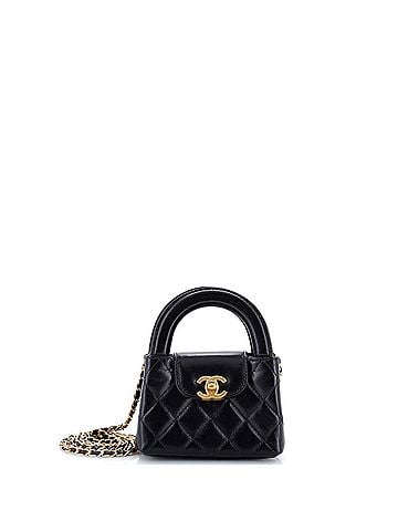 Chanel Kelly Top Handle Shopping Bag Quilted Shiny Aged Calfskin Nano (view 1)