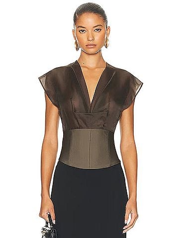 STAUD Pinnacle Short Sleeve Silk Top (view 1)