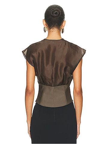 STAUD Pinnacle Short Sleeve Silk Top (view 2)