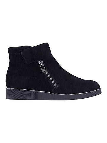 L'Amour Des Pieds Women's Jaidly Leather Round Toe Bootie in Black (view 1)