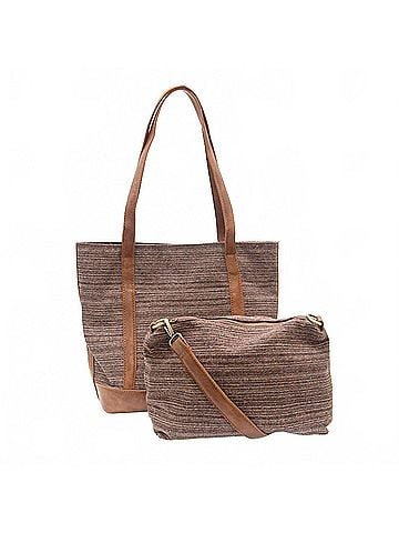 Joy Susan Women's Tia Tweed Pocket Tote Bag in Plum (view 2)