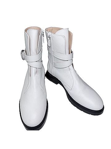 Stuart Weitzman Crystal Buckle Zip genuine leather Booties Ankle Boots (view 1)