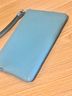 Coach 100% Leather Solid Blue Leather Clutch One size - photo 3