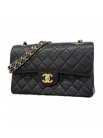 Chanel Chanel Matelassé Shoulder Bag, Double Flap, Chain, Caviar Leather, Black, Women's (view 1)