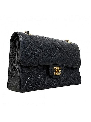 Chanel Chanel Matelassé Shoulder Bag, Double Flap, Chain, Caviar Leather, Black, Women's (view 2)
