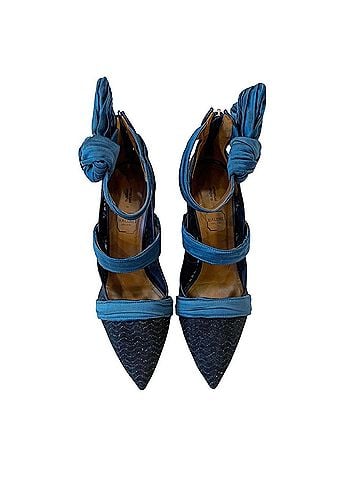 Malone Souliers + Emanuel Ungaro Black Mesh Point-Toe Robyn Heels (view 2)