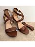 Pashion Solid Brown Sandals Size 7 1/2 - photo 4