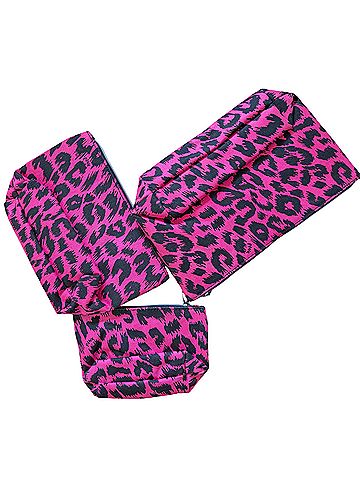 Victoria's Secret Pink Neon Leopard Print Logo Set of 3 Makeup Bag (view 2)