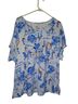 C.D. Daniels Print White Blue Red Short Sleeve Blouse Size 2X - photo 2