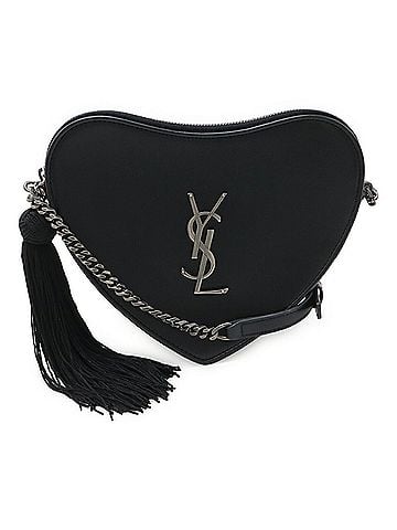 Yves Saint Laurent SAINT LAURENT PARIS YSL Yves Saint Laurent Heart Pochette Chain Shoulder Bag Tassel Leather Black 540694 (view 1)