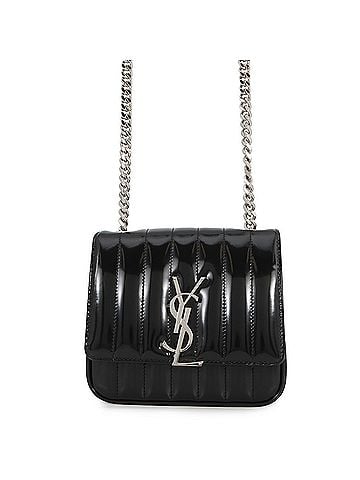 Yves Saint Laurent Yves Saint Laurent Saint Laurent Paris Chain Shoulder Bag Vicky Small Patent Leather 538439 SAINT LAURENT PARIS Black Handbag (view 1)