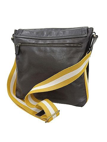 Bally Bally Striped Shoulder Bag, Leather, Dark Brown (view 2)