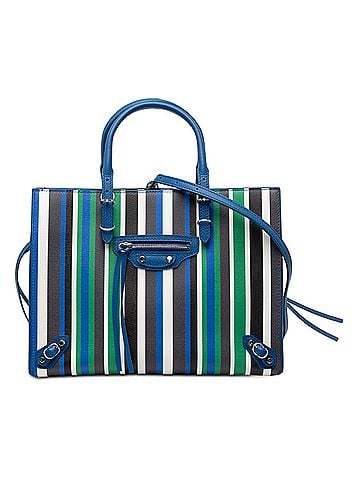Balenciaga Mini Leather Striped Papier A6 Zip Around Satchel (view 1)