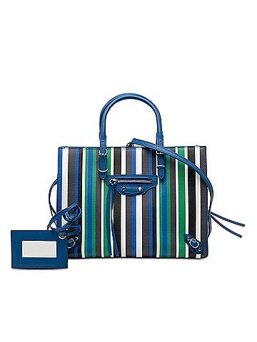 Balenciaga Mini Leather Striped Papier A6 Zip Around Satchel (view 2)
