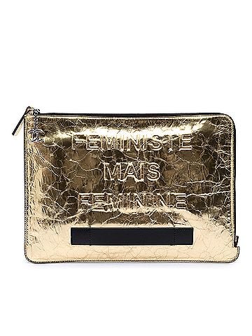 Chanel Metallic Crinkled Calfskin Feministe Mais Feminine Pouch (view 1)
