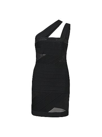 David Koma David Koma One-Shoulder Bodycon Dress in Black Nylon (view 1)