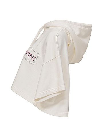 MARNI Marni Logo Print Cropped Hoodie in White Cotton (view 2)