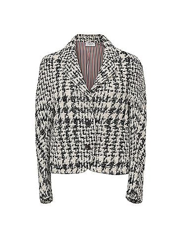 Thom Browne Thom Browne Houndstooth Woven Jacket in Black Wool (view 1)
