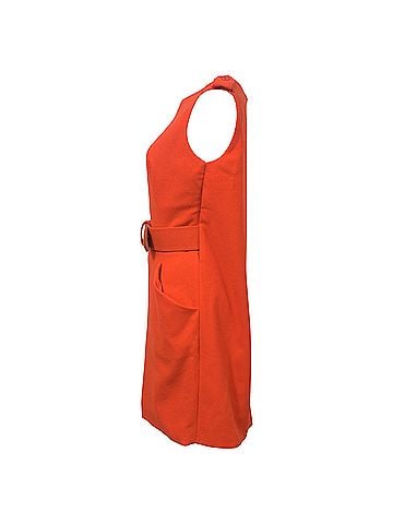 Alexander McQueen Alexander McQueen Sleeveless Mini Dress in Orange Wool (view 2)