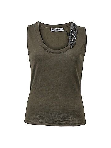 Christian Dior Christian Dior Vest with Sequined Details in Brown Cotton (view 1)