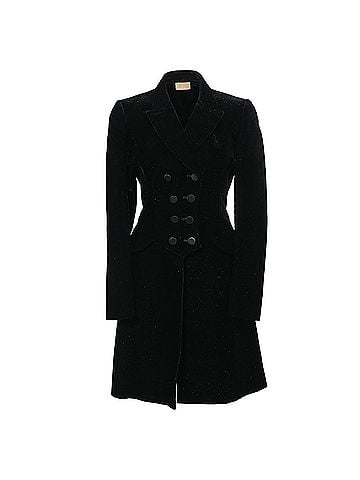 Alaïa Alaïa Double-Breasted Glitter Coat in Black Velvet  (view 1)
