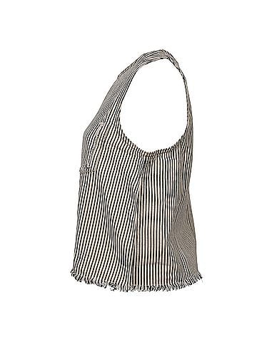 Alexander Wang T by Alexander Wang Denim Pinstripe Crop Top in White Cotton (view 2)