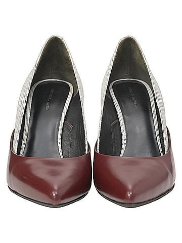 Alexander Wang Alexander Wang Two-Tone High Heel Pumps in Cream and Burgundy Leather (view 2)