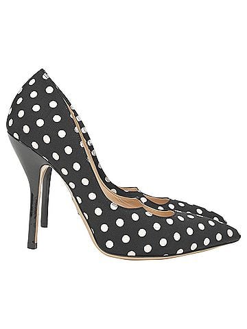 Paul Andrew Paul Andrew Polka Dot Pumps in Black Cotton (view 1)