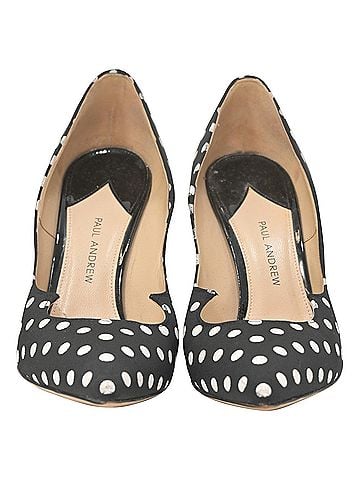 Paul Andrew Paul Andrew Polka Dot Pumps in Black Cotton (view 2)