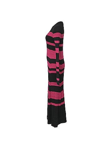 Proenza Schouler Proenza Schouler Striped Rib Knit Long-Sleeve Midi Dress in Pink Wool (view 2)