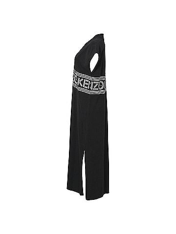 Kenzo Kenzo V-neck Logo Midi Dress in Black Cotton (view 2)