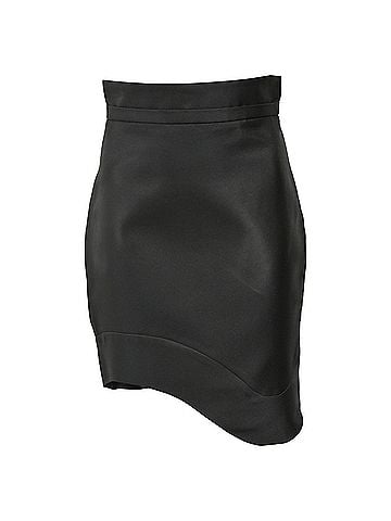 Antonio Berardi  Antonio Berardi Mini High-Waisted Waved Hem Skirt in Black Polyester (view 1)