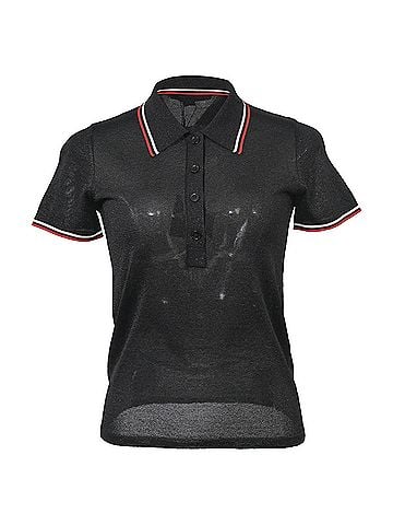 Alexander Wang Alexander Wang Semi-Sheer Knit Polo Shirt in Black Viscose  (view 1)