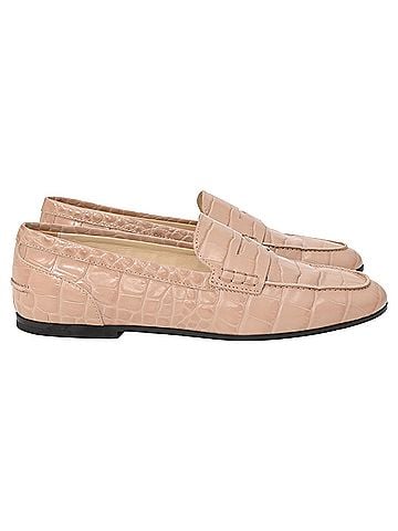 Tod's Tod's Croc-Effect Loafers in Beige Leather (view 1)