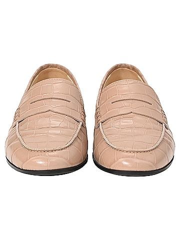 Tod's Tod's Croc-Effect Loafers in Beige Leather (view 2)