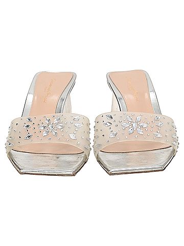 Gianvito Rossi Gianvito Rossi Crystal-Embellished Transparent Heels in Silver Leather  (view 2)