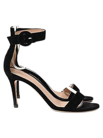 Gianvito Rossi Gianvito Rossi Portofino 85 Ankle Strap Sandal Heels in Black Suede (view 1)