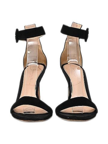 Gianvito Rossi Gianvito Rossi Portofino 85 Ankle Strap Sandal Heels in Black Suede (view 2)