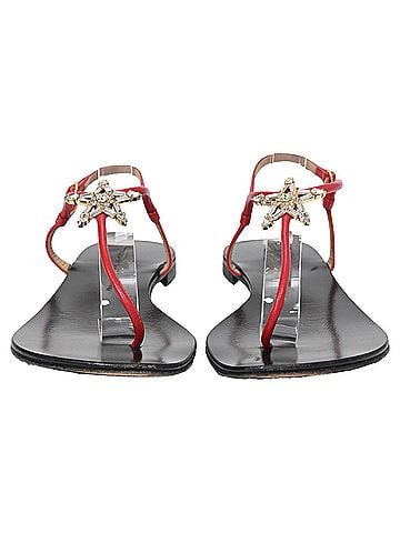 Giuseppe Zanotti Giuseppe Zanotti Star Crystal-Embellished Sandals in Red Leather (view 2)