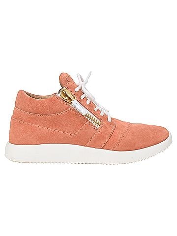 Giuseppe Zanotti  Giuseppe Zanotti Lace-Up High-Top Sneakers in Coral Suede (view 1)