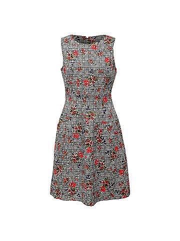 Oscar De La Renta  Oscar De La Renta Printed Mini A-Line Dress in Multicolor Wool (view 1)