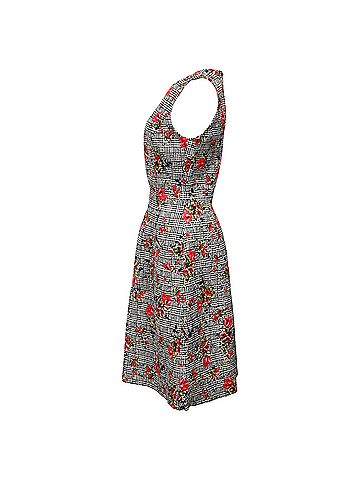 Oscar De La Renta  Oscar De La Renta Printed Mini A-Line Dress in Multicolor Wool (view 2)