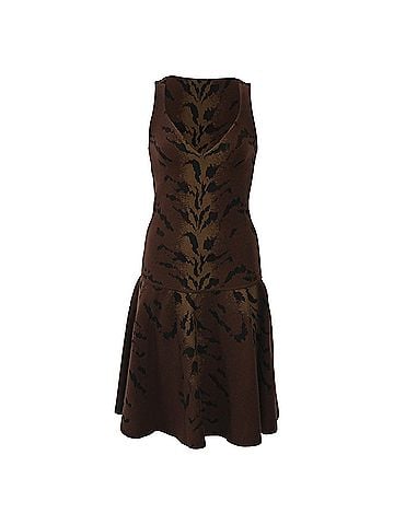 Antonio Berardi Antonio Barardi Brown Tiger Print Puff Dress in Animal Print Rayon (view 1)