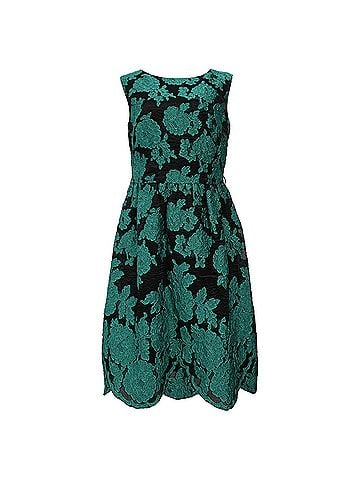 Escada  Escada Floral Lace Detail Mini Sleeveless Dress in Green Polyester (view 1)