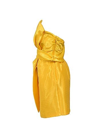Moschino  Moschino Couture Mini Bow Detail Dress in Yellow Satin (view 2)